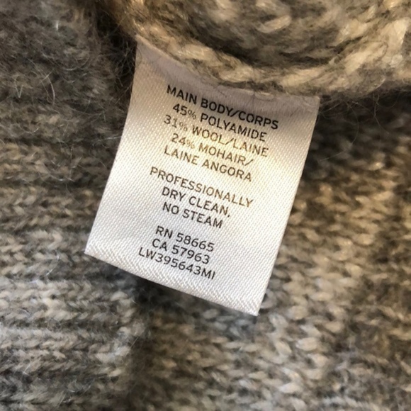 Lewit Jaquard Mohair Long Sleeve Metallic Grey Ivory Crew Neck Sweater - Picture 3 of 3